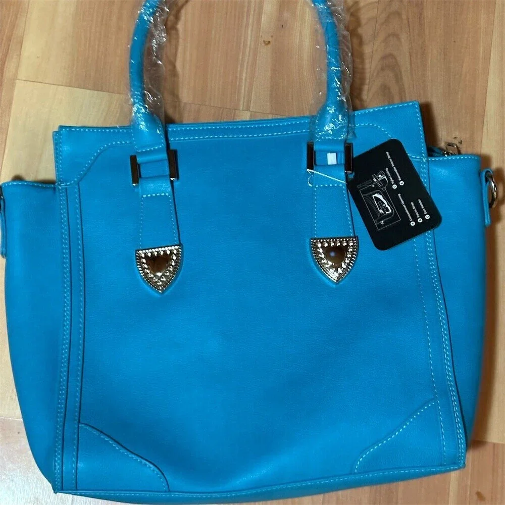 DFRobot BOSON Satchel Tote Handbag Womens Bright Blue Turquoise Detachable Strap